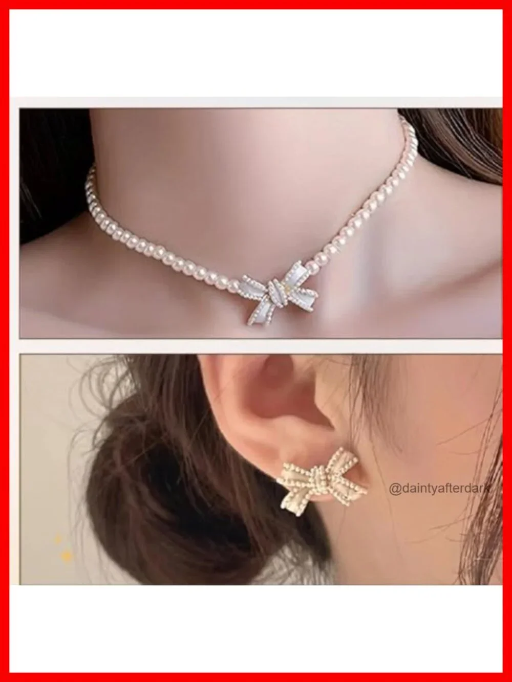 Artificial Pearl & CZ Gold Plated Necklace and Earring Set